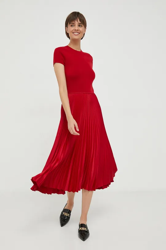 κόκκινο Φόρεμα από μείγμα μαλλιού Polo Ralph Lauren Γυναικεία
