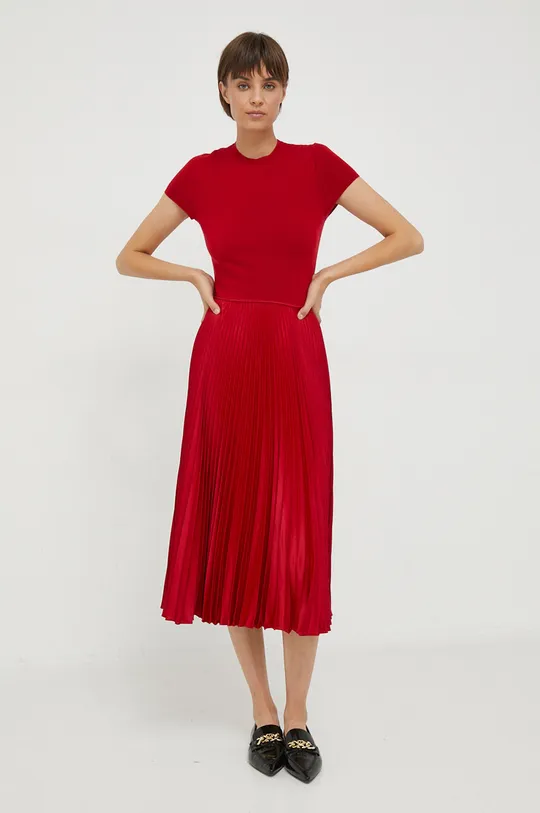 Φόρεμα από μείγμα μαλλιού Polo Ralph Lauren κόκκινο