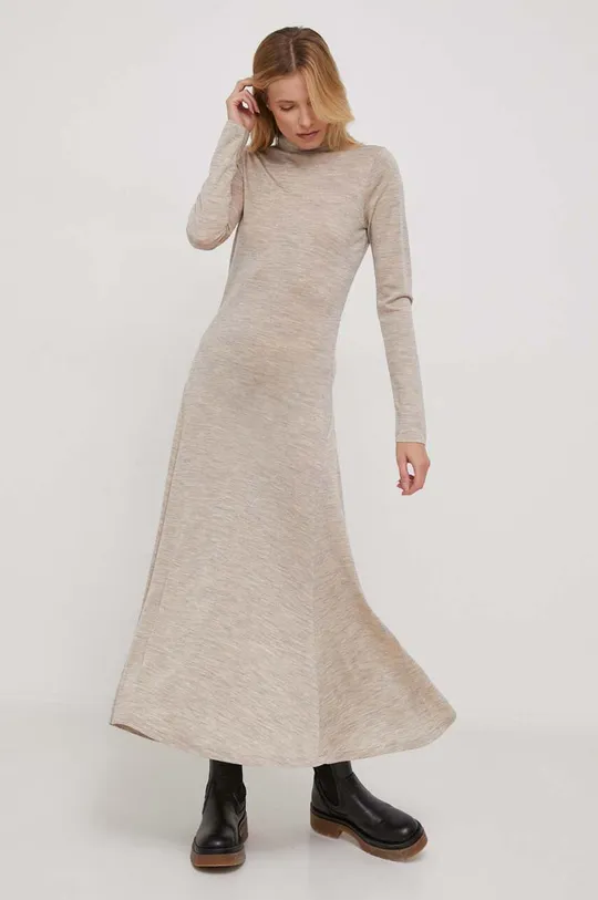 béžová Vlnené šaty Polo Ralph Lauren Dámsky