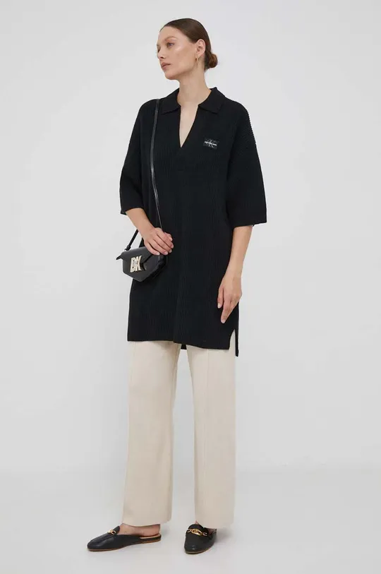 crna Vunena haljina Calvin Klein Jeans Ženski