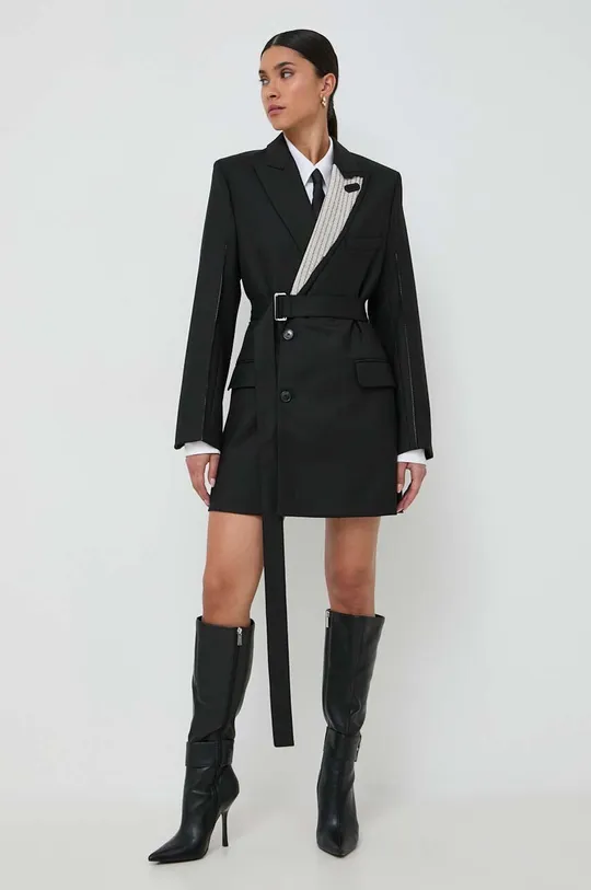 črna Obleka s primesjo volne Victoria Beckham Ženski