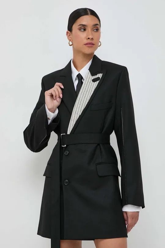 Obleka s primesjo volne Victoria Beckham črna