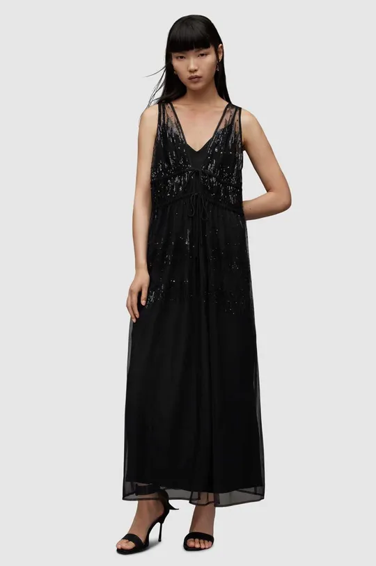 czarny AllSaints sukienka WD367Y ROBYN EMB DRESS Damski
