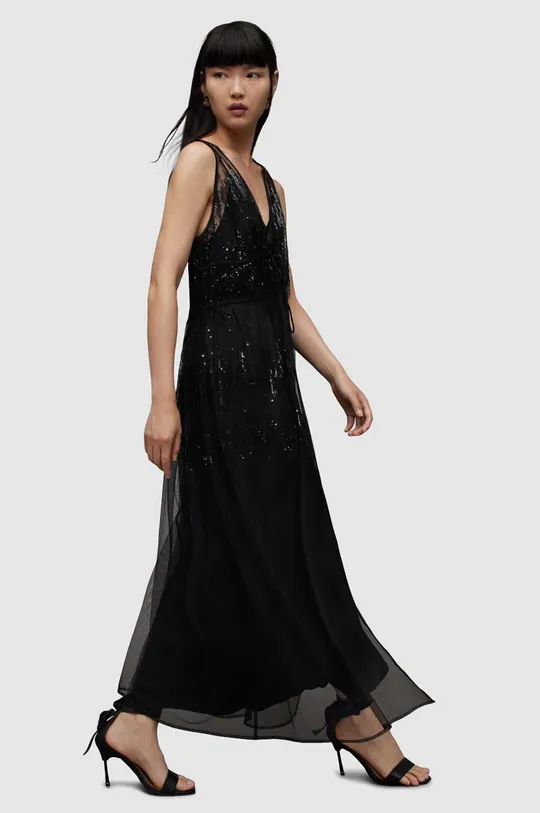 czarny AllSaints sukienka WD367Y ROBYN EMB DRESS