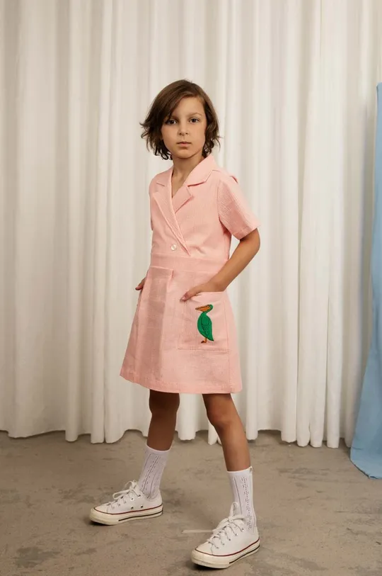 roza Otroška bombažna obleka Mini Rodini Dekliški