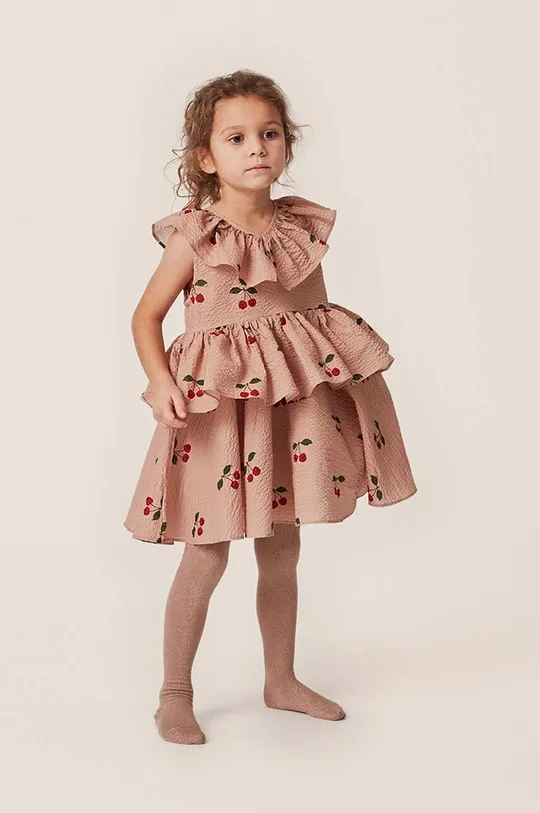 μπεζ Παιδικό βαμβακερό φόρεμα Konges Sløjd Για κορίτσια