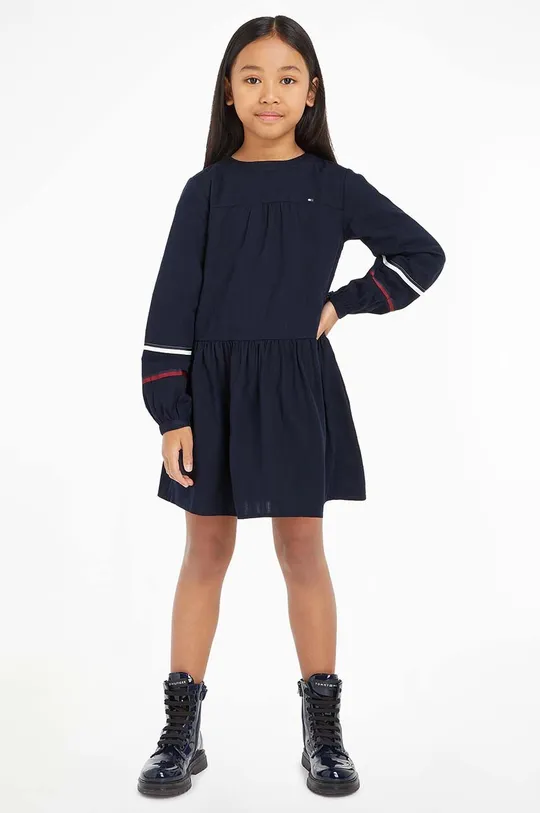 σκούρο μπλε Παιδικό βαμβακερό φόρεμα Tommy Hilfiger Για κορίτσια