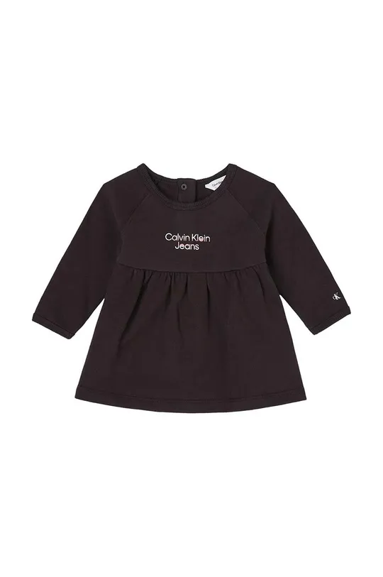 crna Dječja pamučna haljina Calvin Klein Jeans Za djevojčice