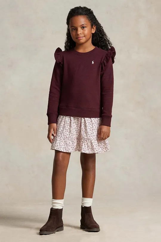 bordowy Polo Ralph Lauren sukienka dziecięca Dziewczęcy
