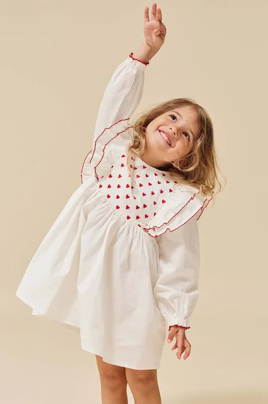 λευκό Παιδικό βαμβακερό φόρεμα Konges Sløjd Για κορίτσια