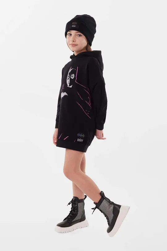 μαύρο Παιδικό βαμβακερό φόρεμα DKNY x DC Comics Για κορίτσια