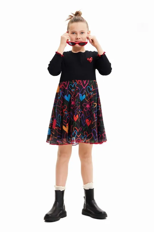 μαύρο Παιδικό βαμβακερό φόρεμα Desigual Για κορίτσια