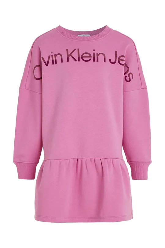 Dievčenské bavlnené šaty Calvin Klein Jeans fialová
