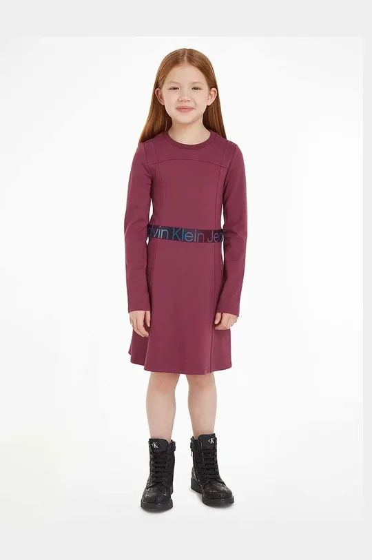 fioletowy Calvin Klein Jeans sukienka dziecięca Dziewczęcy