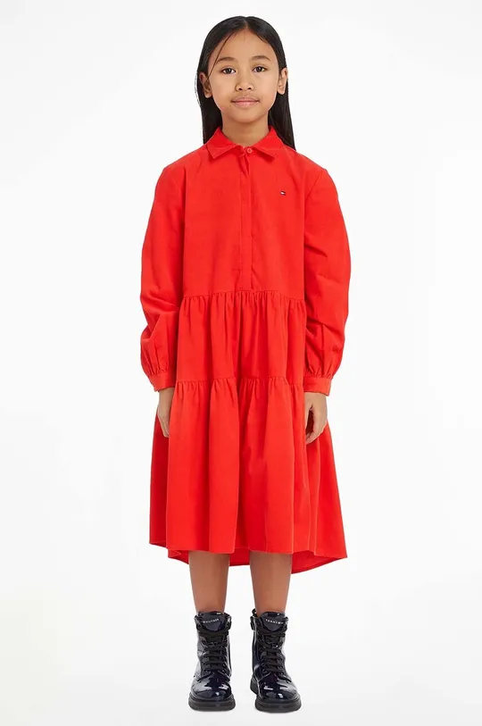 κόκκινο Παιδικό βαμβακερό φόρεμα Tommy Hilfiger Για κορίτσια
