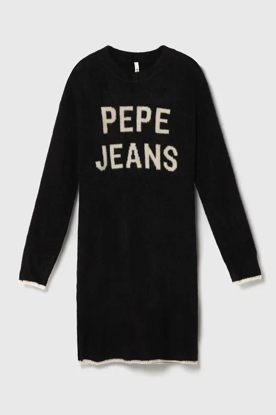 czarny Pepe Jeans sukienka z domieszką wełny dziecięca Dziewczęcy