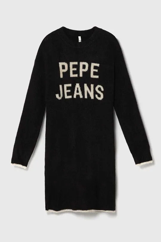 črna Otroška obleka iz volnene mešanice Pepe Jeans Dekliški