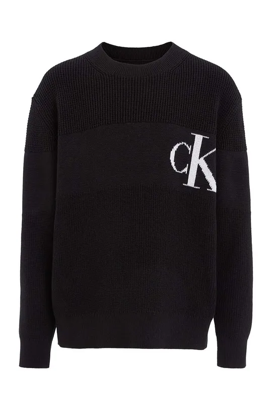 Παιδικό βαμβακερό πουλόβερ Calvin Klein Jeans μαύρο