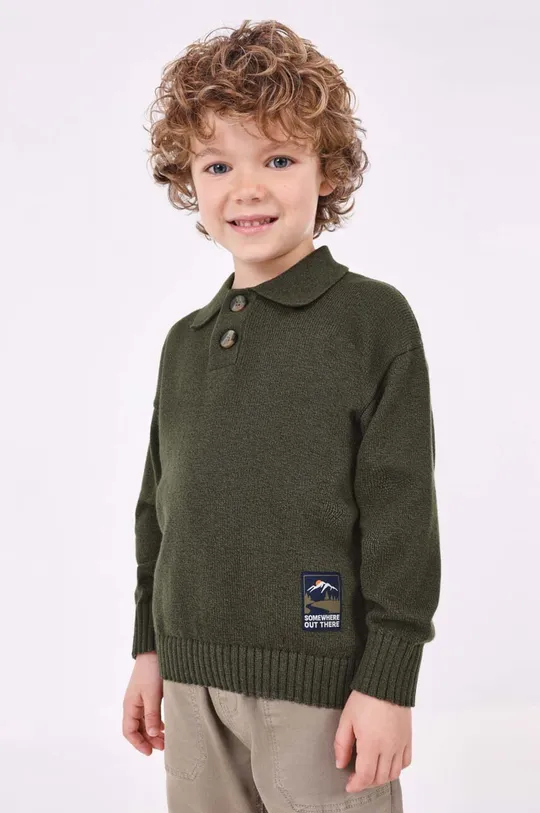 zielony Mayoral sweter z domieszką wełny dziecięcy Chłopięcy