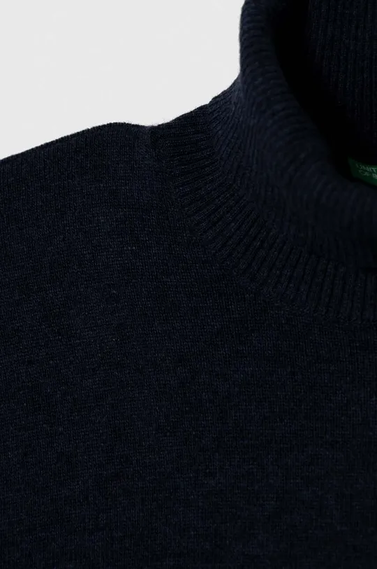 Detský sveter s prímesou vlny United Colors of Benetton tmavomodrá