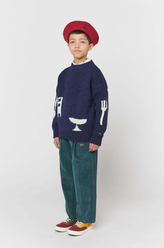 granatowy Bobo Choses sweter wełniany dziecięcy Chłopięcy