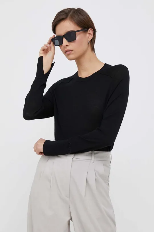 чёрный Шерстяной свитер Calvin Klein Женский