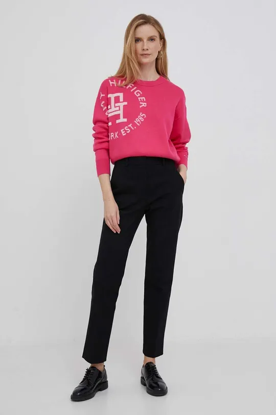 Хлопковый свитер Tommy Hilfiger розовый