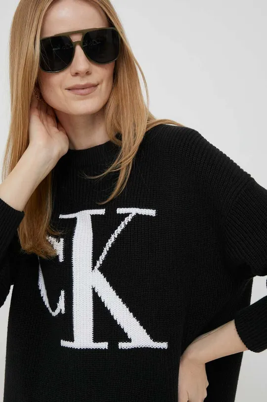 czarny Calvin Klein Jeans sweter bawełniany