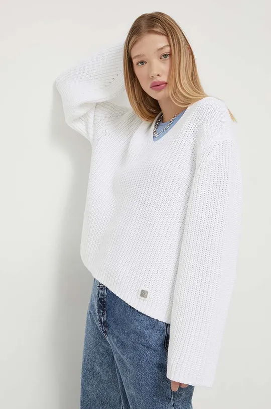 bijela Pamučni pulover HUGO Ženski
