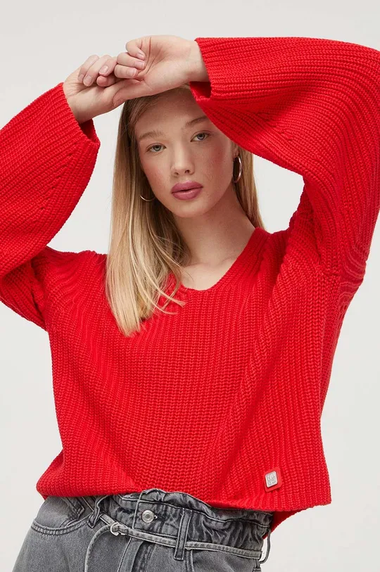 κόκκινο Βαμβακερό πουλόβερ HUGO Γυναικεία