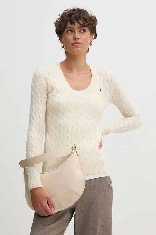 Шерстяной свитер Polo Ralph Lauren тонкий бежевый 211910422