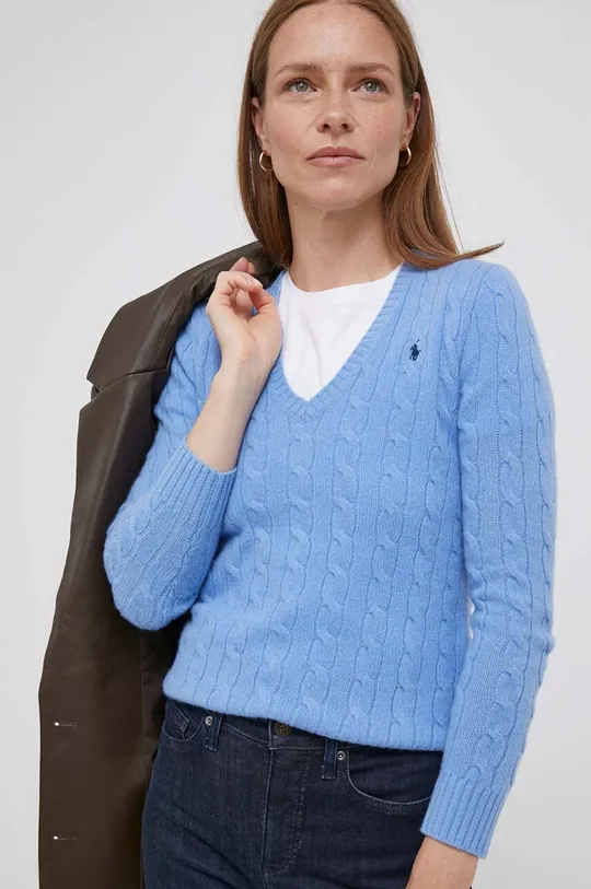 Шерстяной свитер Polo Ralph Lauren тонкий голубой 211910422