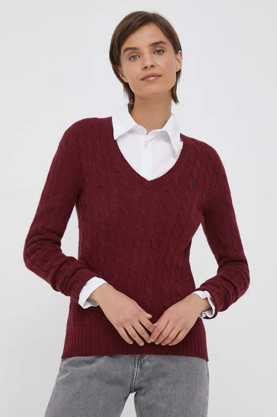 μπορντό Μάλλινο πουλόβερ Polo Ralph Lauren Γυναικεία