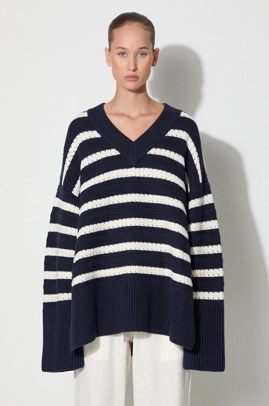 Samsoe Samsoe wool blend jumper all-over print navy F23300195