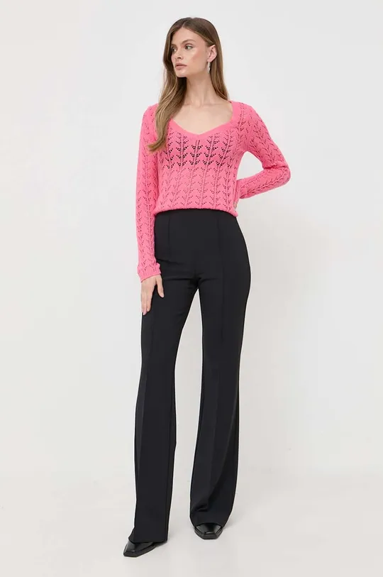 Twinset sweter z domieszką kaszmiru różowy