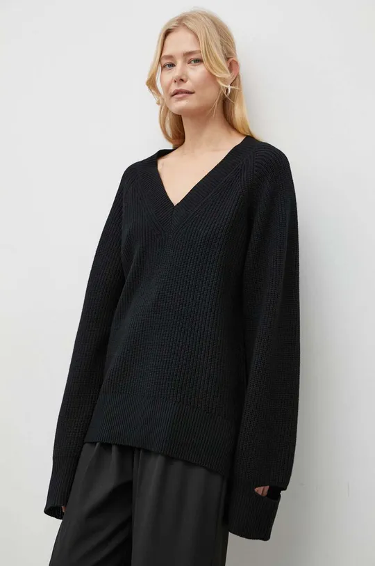 Herskind gyapjú pulóver fekete