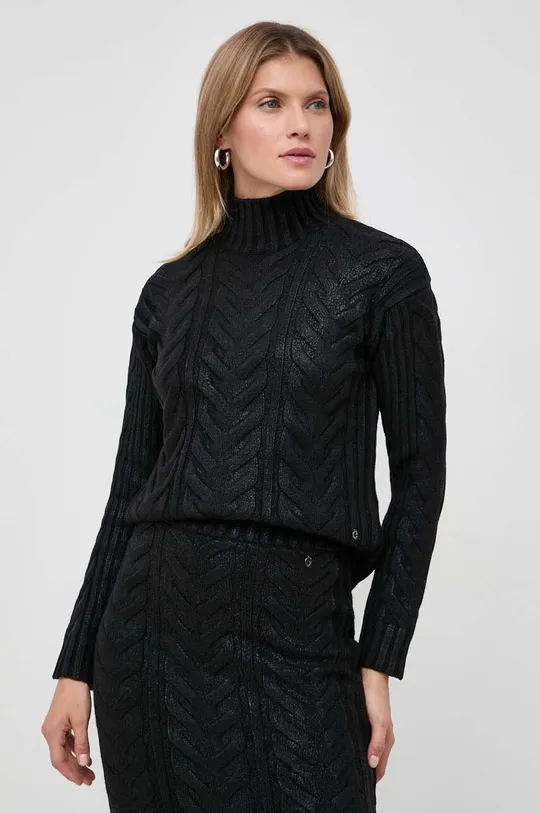 fekete Guess gyapjúkeverék pulóver Női