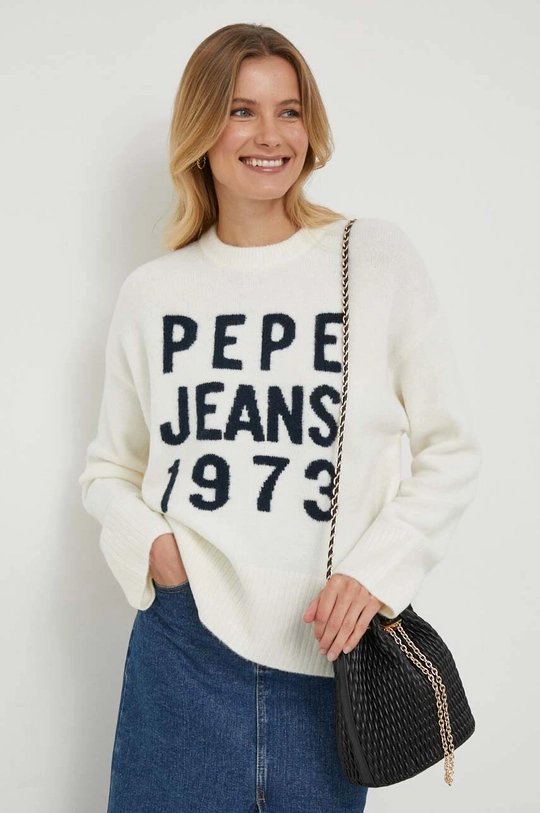 Pepe Jeans pulover din amestec de lana ELARA groase bej PL702052.808