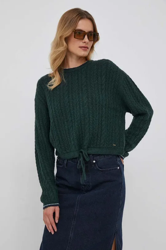 zielony Pepe Jeans sweter z domieszką wełny Elnora Damski