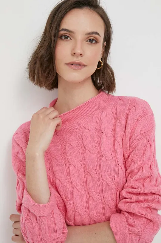 ροζ Πουλόβερ με προσθήκη μαλλιού United Colors of Benetton Γυναικεία
