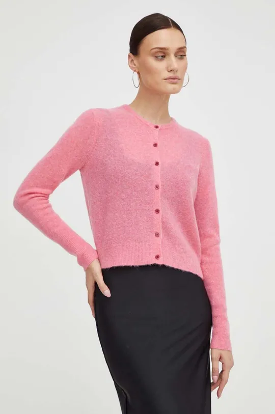American Vintage sweter wełniany Gilet różowy