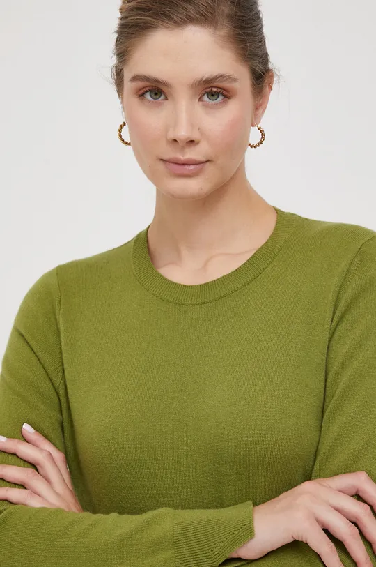 zielony Sisley sweter z domieszką wełny