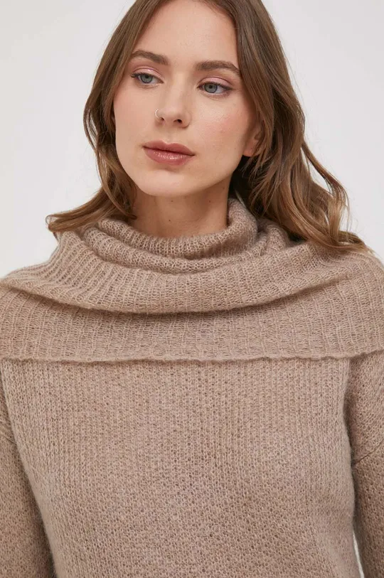 beżowy Sisley sweter z domieszką wełny