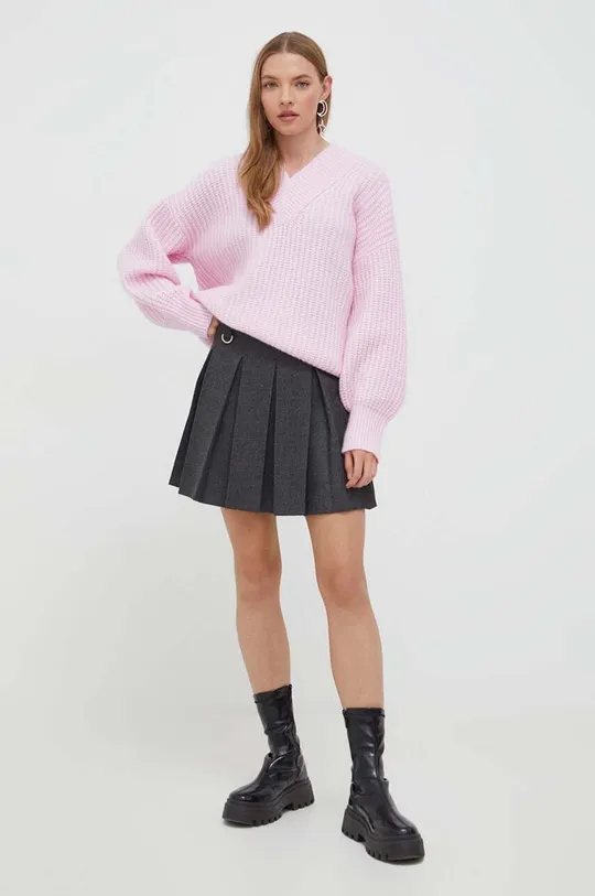 Μάλλινο πουλόβερ HUGO ροζ
