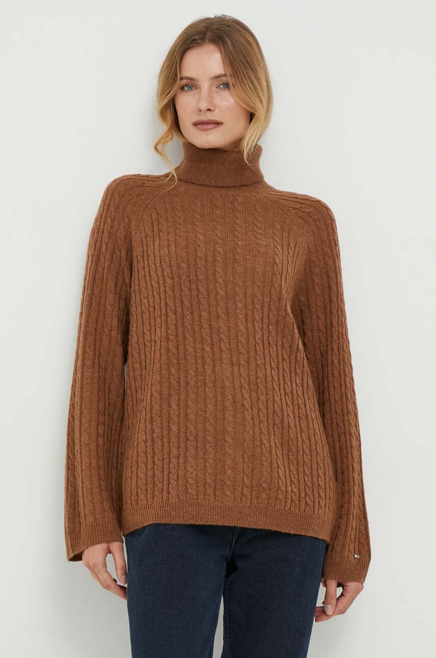 brązowy Tommy Hilfiger sweter wełniany Damski
