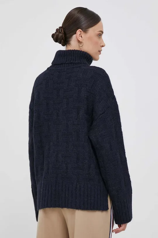 Tommy Hilfiger gyapjúkeverék pulóver sötétkék