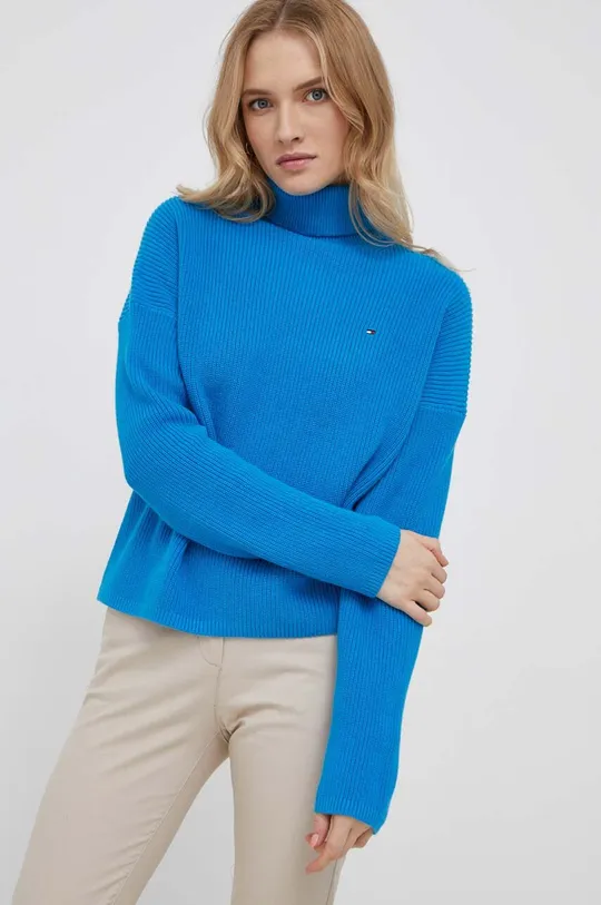 μπλε Βαμβακερό πουλόβερ Tommy Hilfiger Γυναικεία