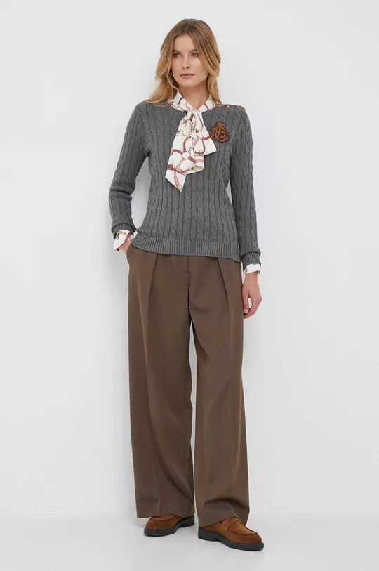 Βαμβακερό πουλόβερ Lauren Ralph Lauren γκρί