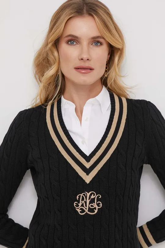 crna Pamučni pulover Lauren Ralph Lauren