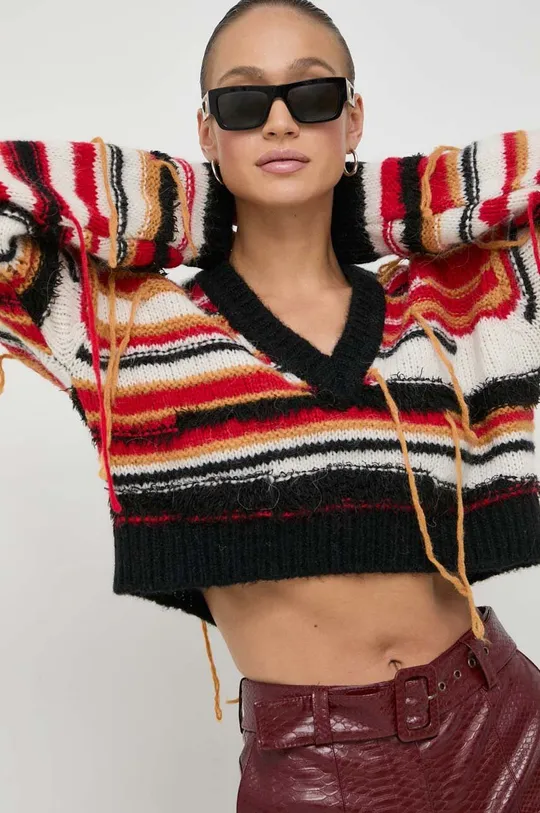 multicolor Patrizia Pepe sweter z domieszką wełny Damski